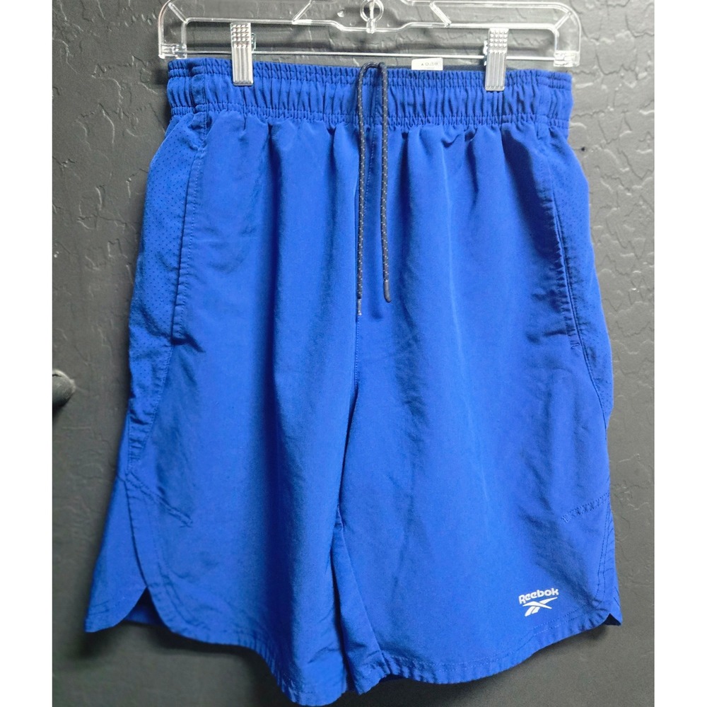 Reebok Mens M‎ Royal Blue Athletic Shorts Drawstring Pockets Mesh Panels Gym
